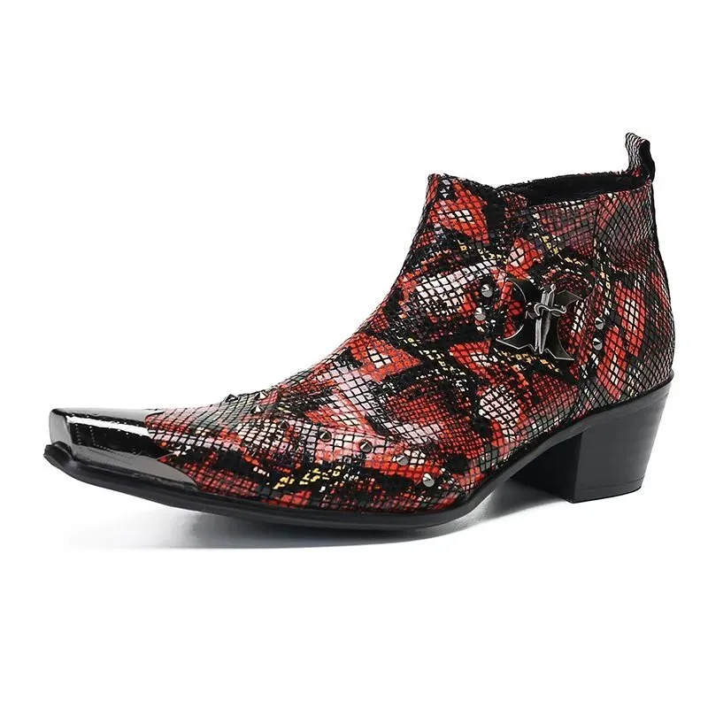 Exotic EleganceLuxe Leather Ankle Boots