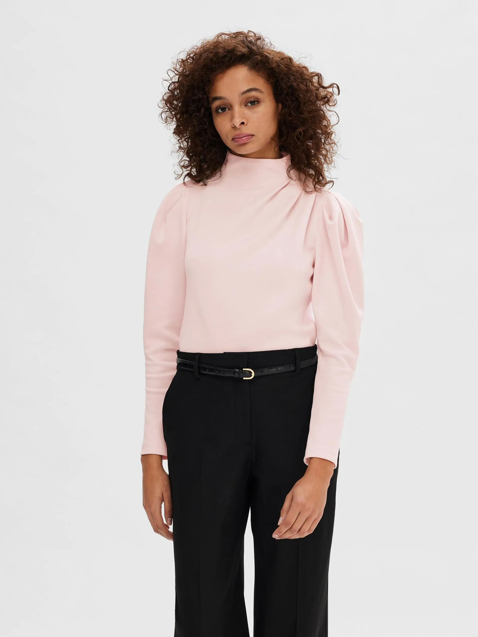 Fenja Ls T-Neck Top - Cradle Pink