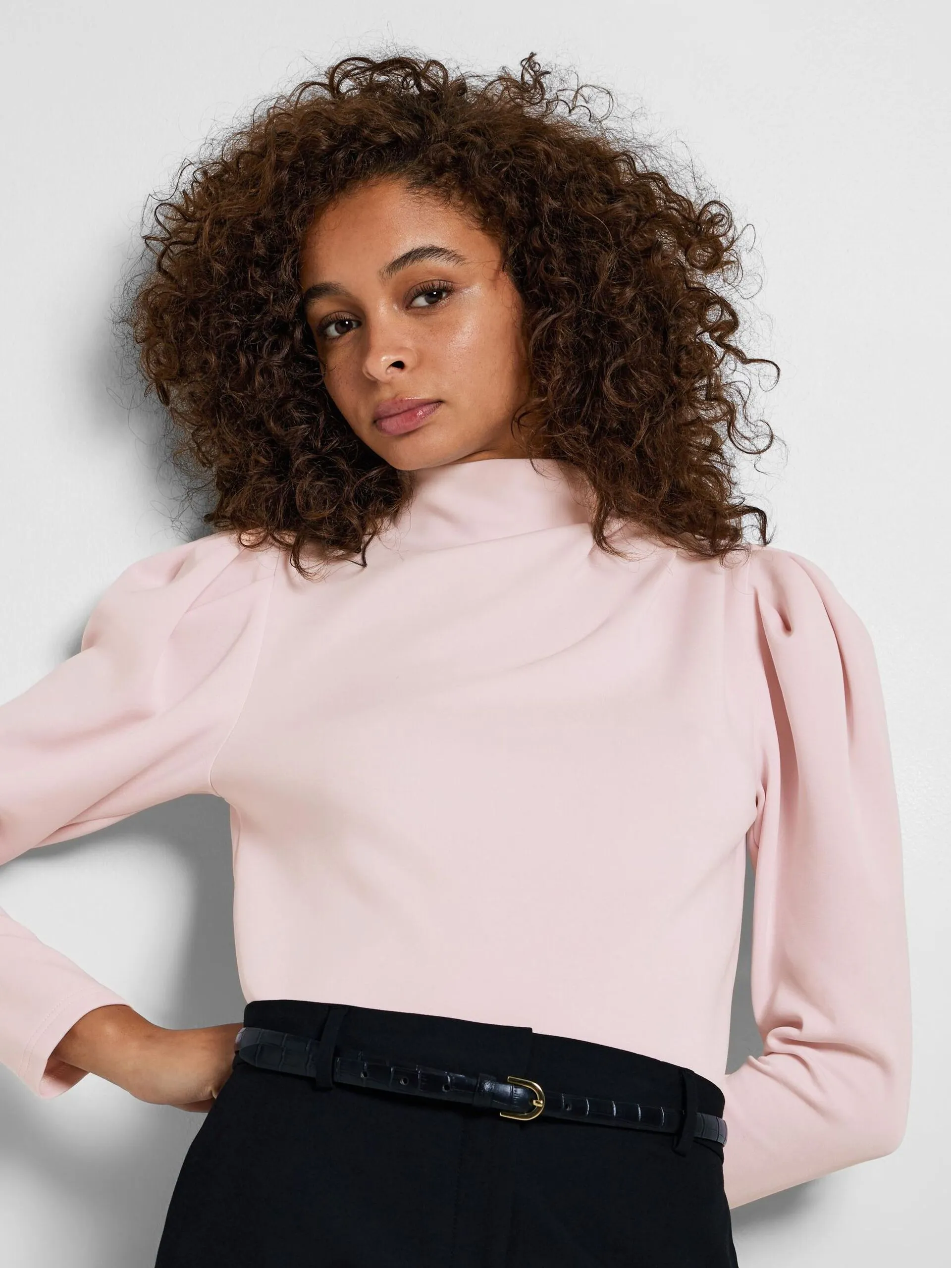 Fenja Ls T-Neck Top - Cradle Pink
