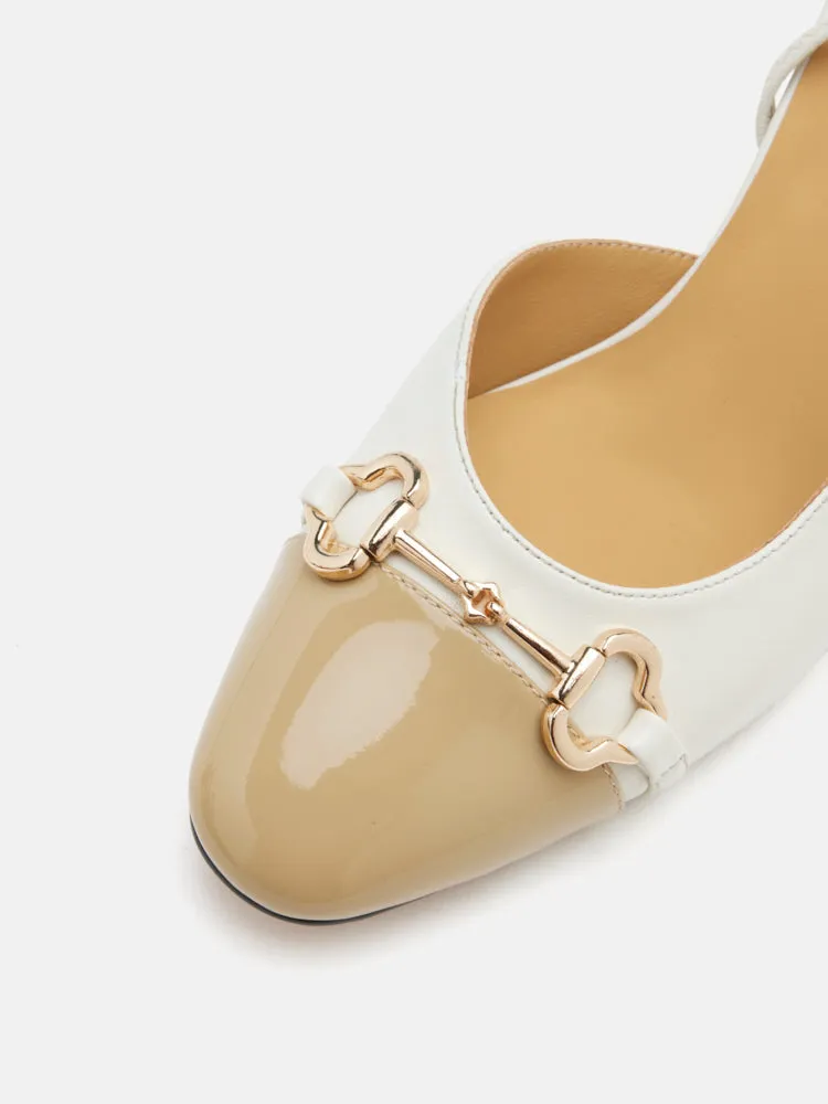Gloria Horsebit Toe Cap Slingback Heels