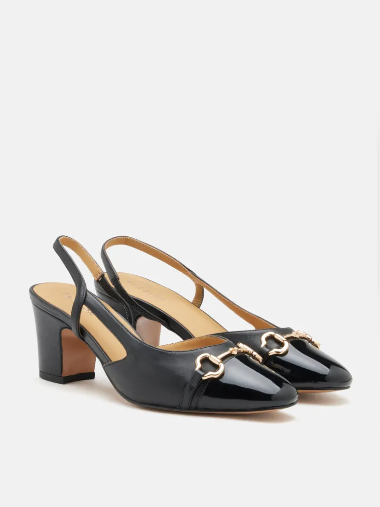 Gloria Horsebit Toe Cap Slingback Heels
