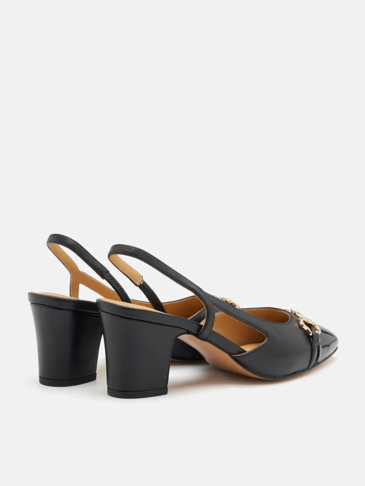 Gloria Horsebit Toe Cap Slingback Heels