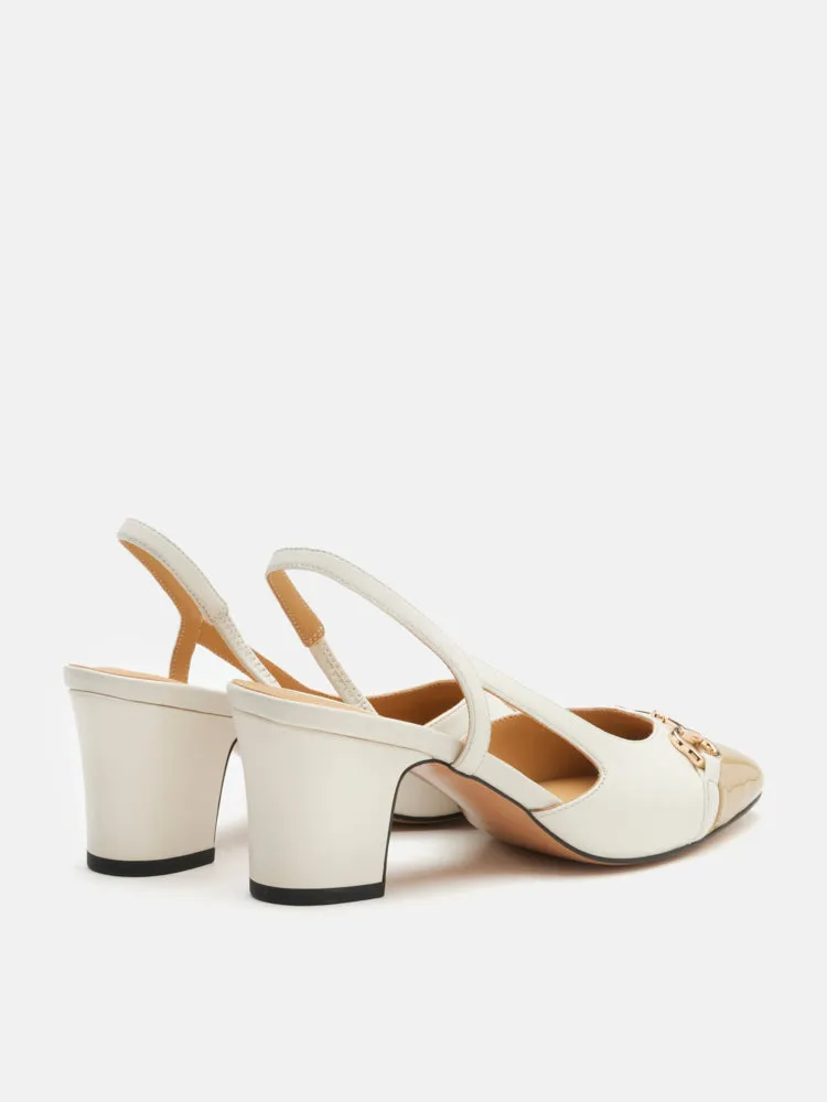 Gloria Horsebit Toe Cap Slingback Heels
