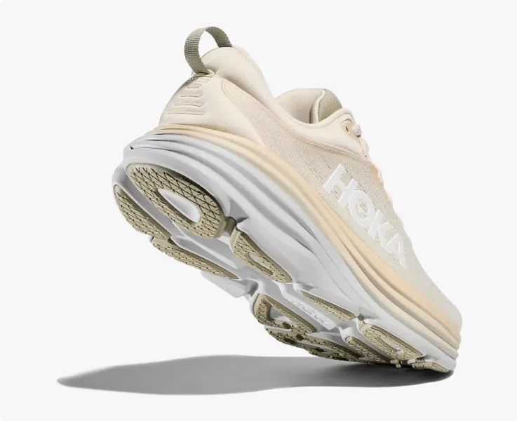 Hoka One One Mens Bondi 8 Sneakers Oat Milk Barley