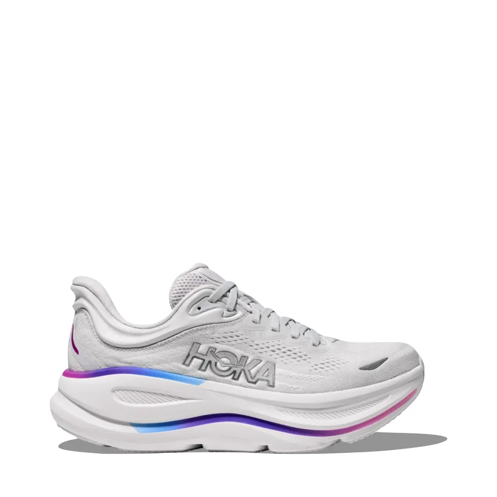 Hoka Women's Bondi 9 Sneaker in Cosmic Grey/White