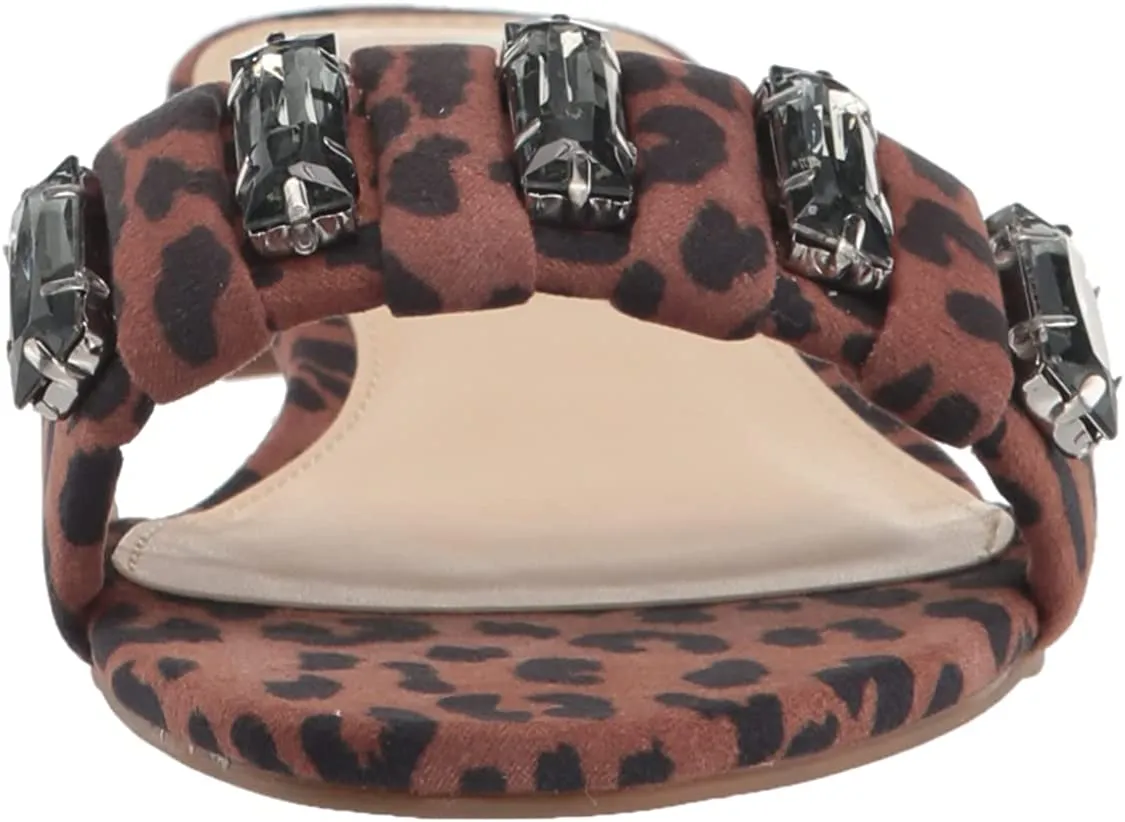 Jessica Simpson Amille Natural/Safari Leopard Print Micro Open Toe Slide Sandals