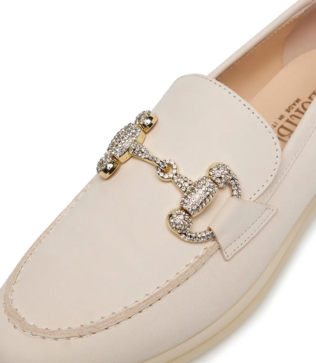 Jewel-buckle pink nubuck leather loafers