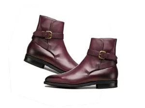 Jodhpurs Burgundy Leather Buckle Boots