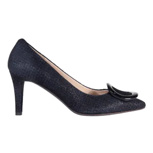 Ladies Genuine Leather with Fabric Elegant Court Heel in Casanova Blu by Aliverti  (MDF57388)