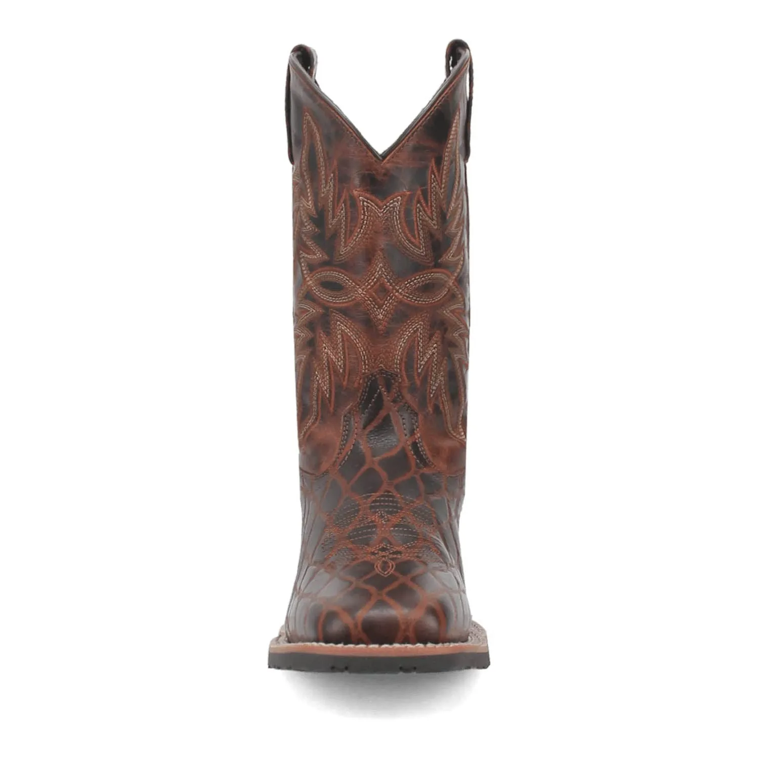 Laredo Mens Grid Rust Leather Cowboy Boots