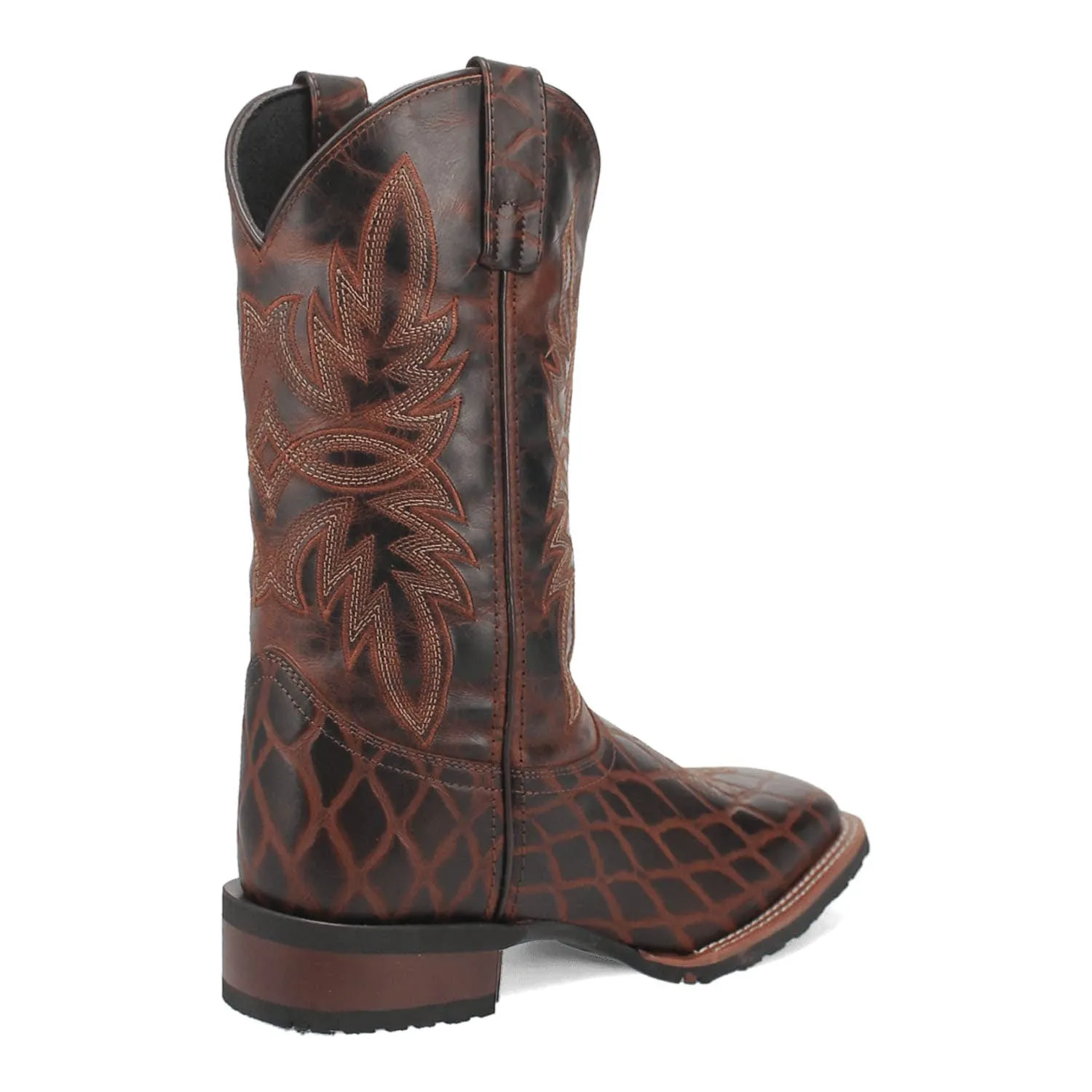 Laredo Mens Grid Rust Leather Cowboy Boots