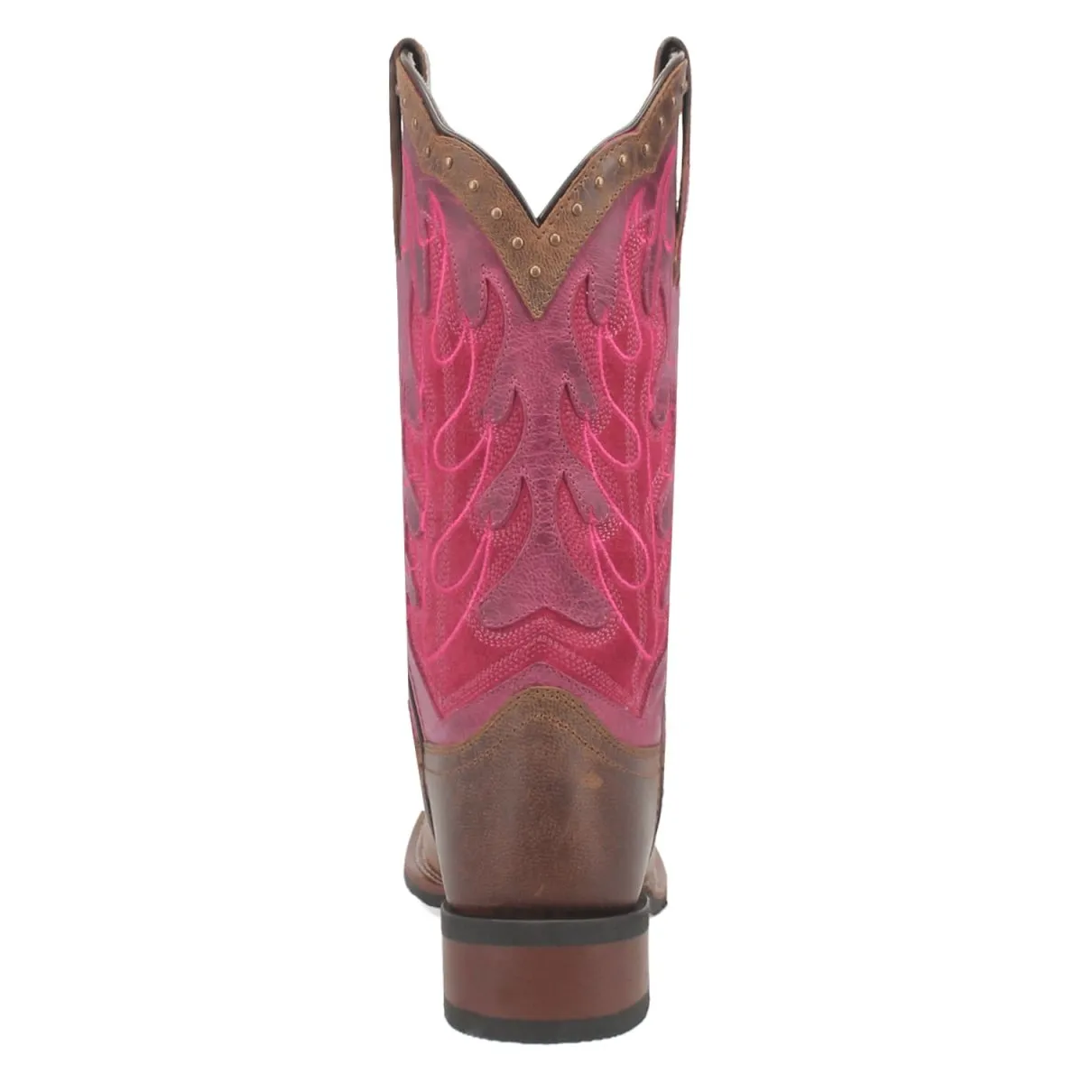 Laredo Women's Faye Broad Square Toe Leather Boots - Brown / Pink 3117