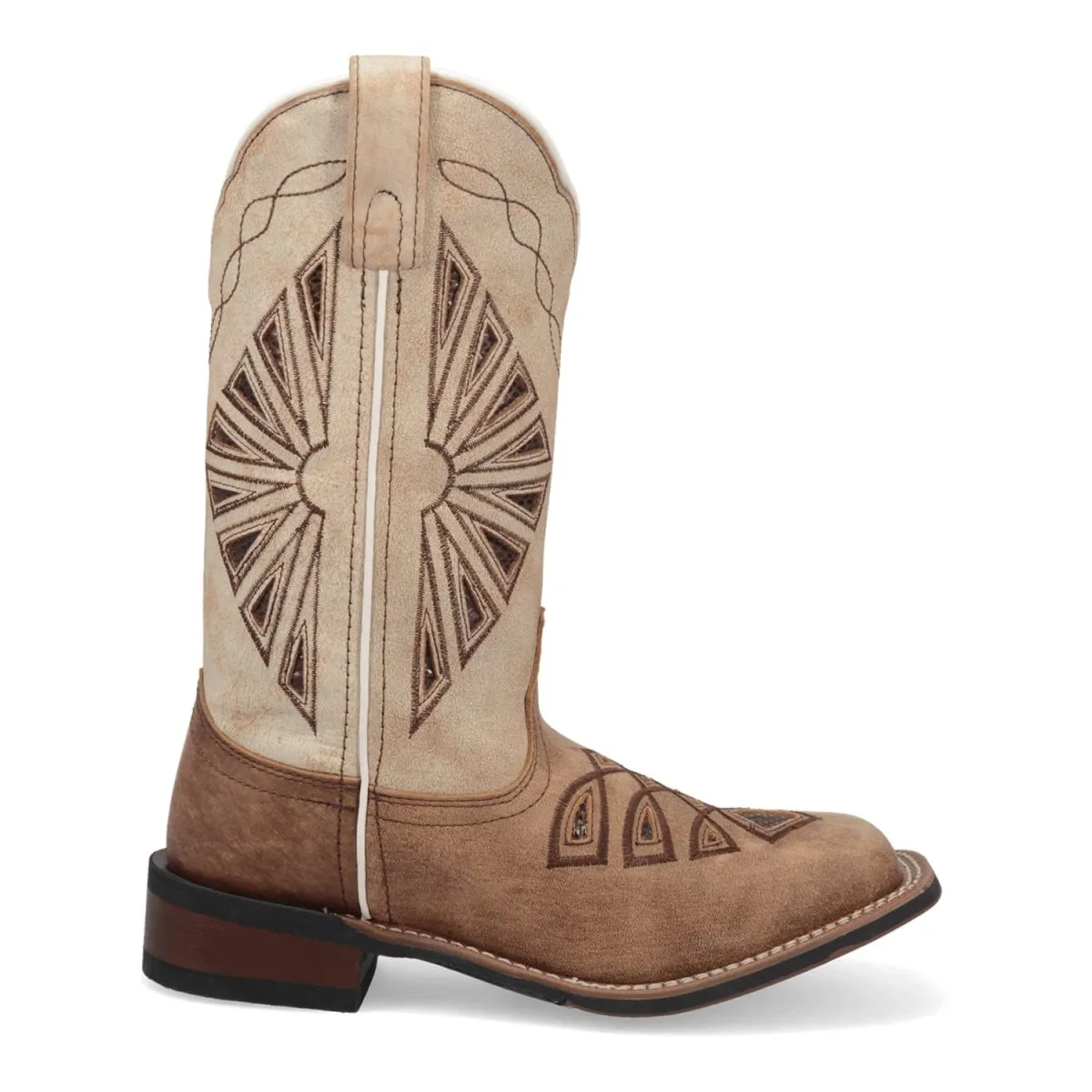 Laredo Women's Kite Days Broad Square Toe Leather Boots - Brown / Bone 5821