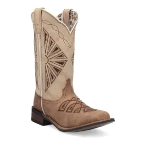 Laredo Women's Kite Days Broad Square Toe Leather Boots - Brown / Bone 5821