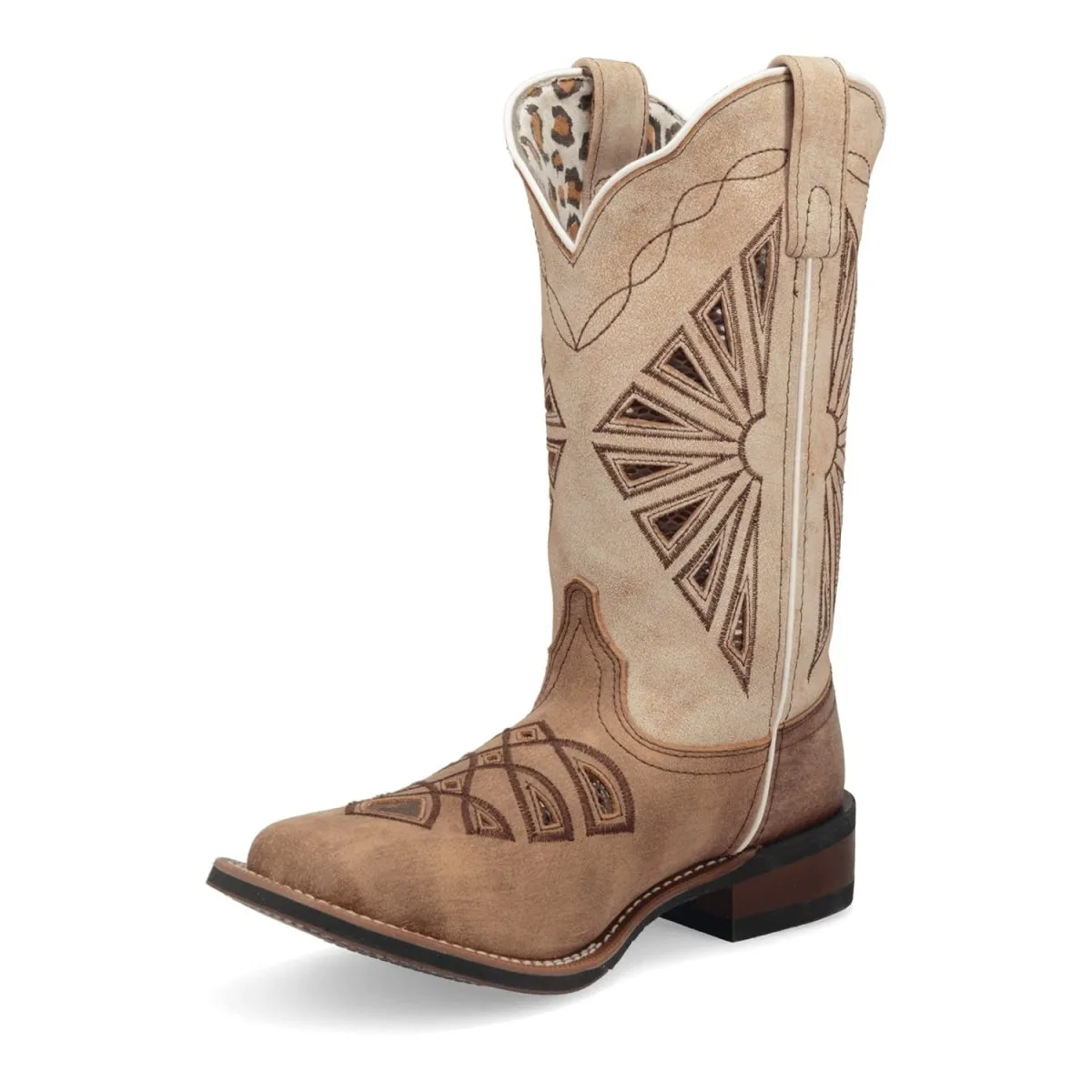Laredo Women's Kite Days Broad Square Toe Leather Boots - Brown / Bone 5821