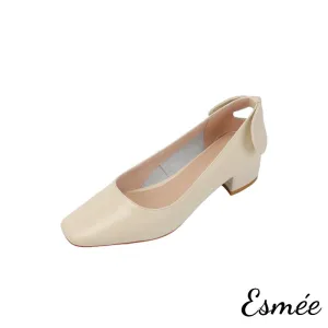 Leather High Heels with Bow Knot Design