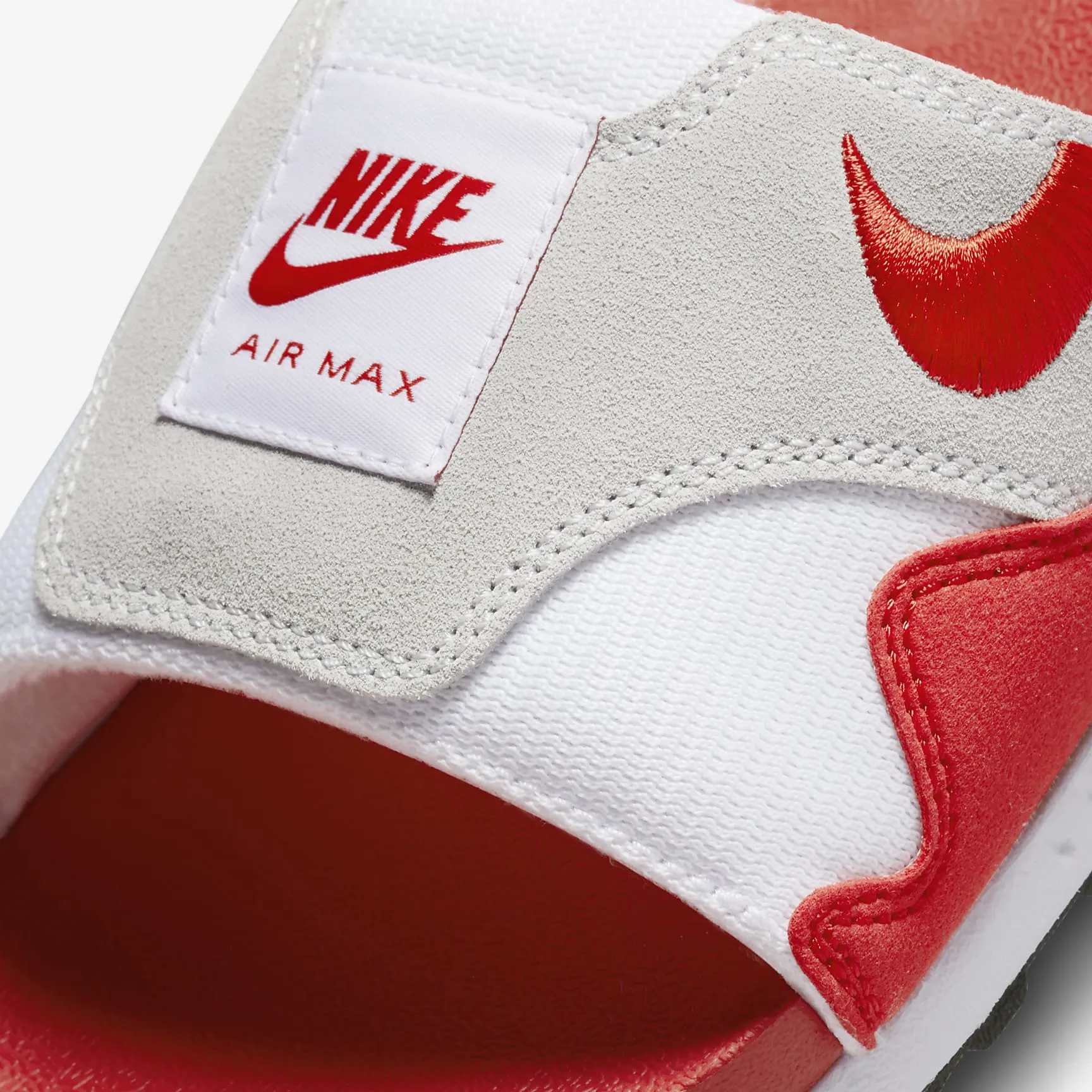 Men's Nike Air Max 1 Slides (Light Neutral Grey/White/University Red)(DH0295-103)