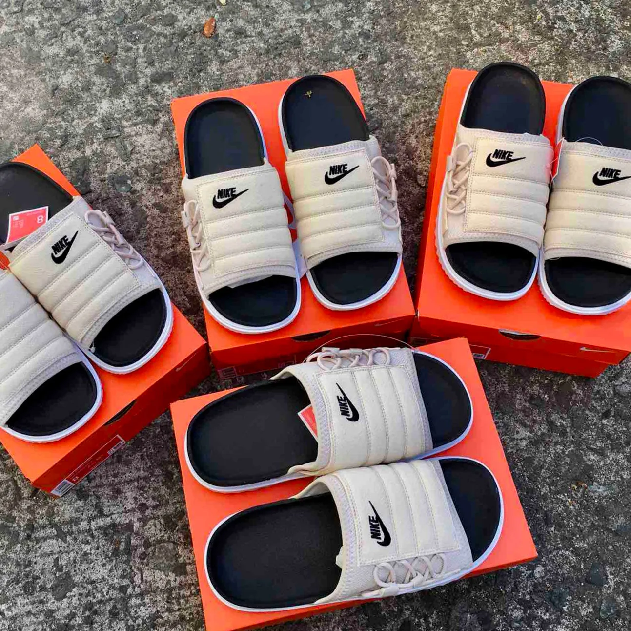 Men's Nike Asuna Embroidered Premium Slides (Desert Sand/White/Black)(CI8800-010)