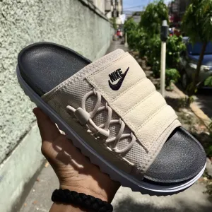 Men's Nike Asuna Embroidered Premium Slides (Desert Sand/White/Black)(CI8800-010)