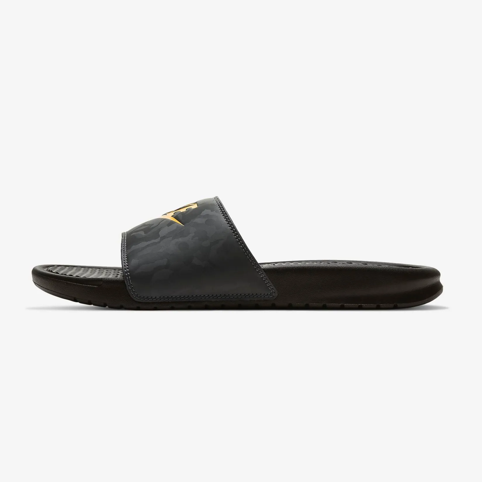 Men's Nike Benassi "Just Do It" Slides (Black/Iron Grey/Laser Orange)(343880-031)