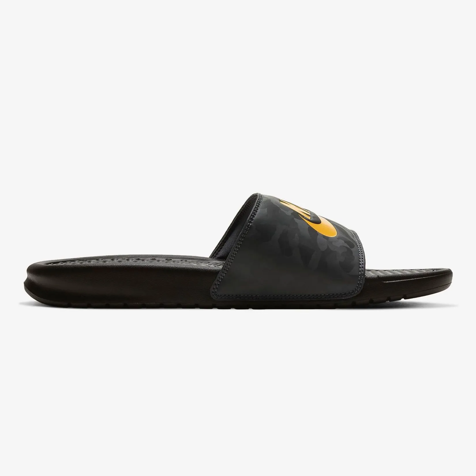 Men's Nike Benassi "Just Do It" Slides (Black/Iron Grey/Laser Orange)(343880-031)