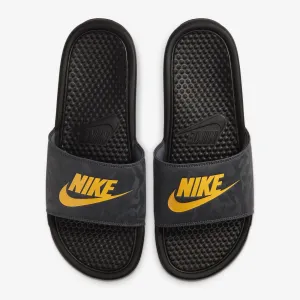 Men's Nike Benassi "Just Do It" Slides (Black/Iron Grey/Laser Orange)(343880-031)