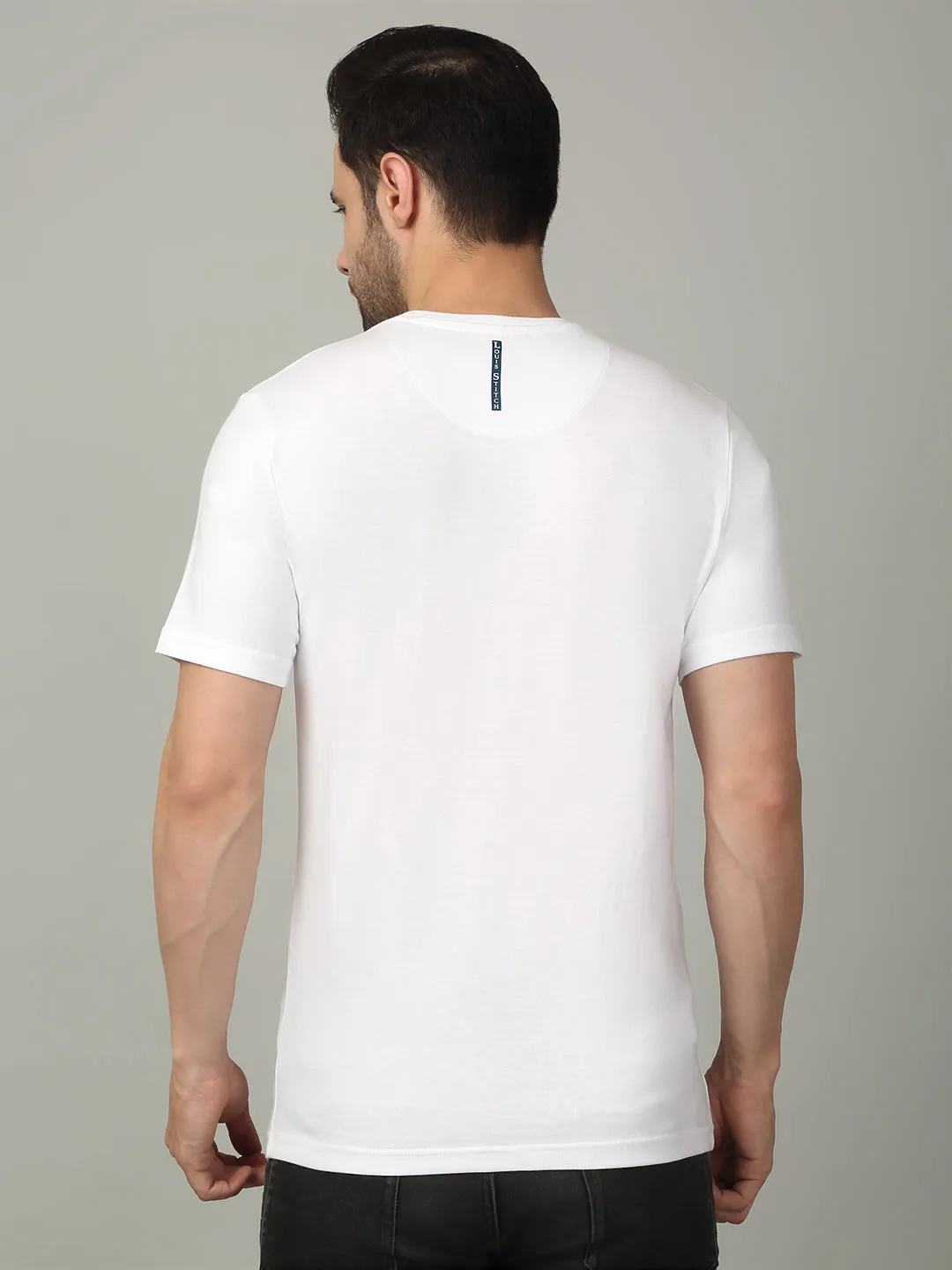 Men's Super Combed Cotton Printed White T-shirt