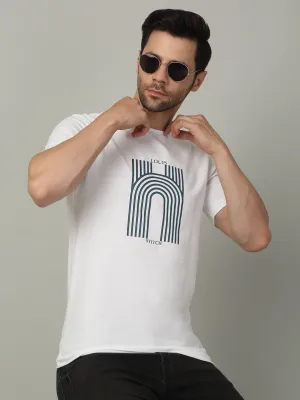 Men's Super Combed Cotton Printed White T-shirt