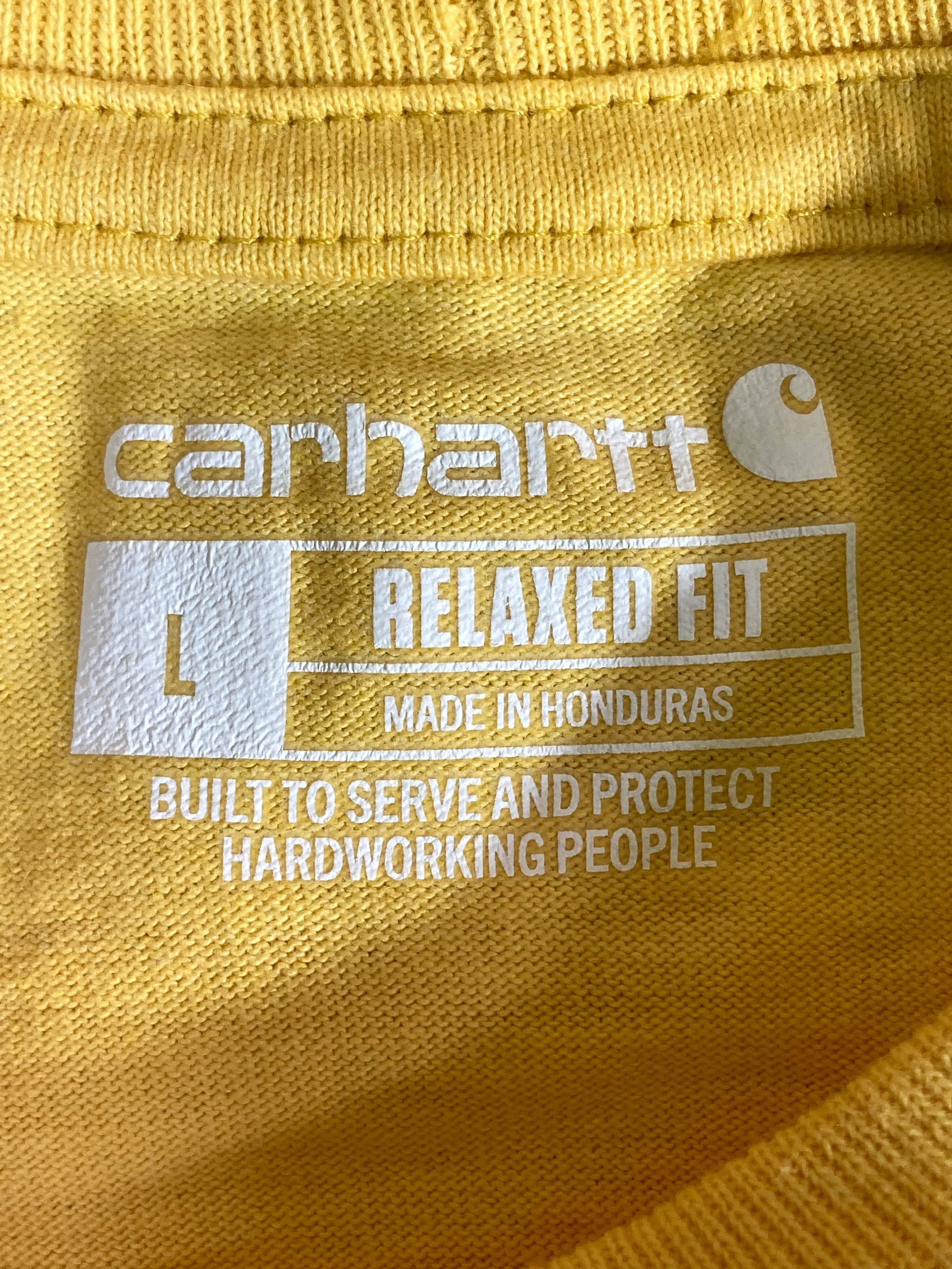 NEW! CARHARTT TK5714 Large L Lrg Relaxed Fit Adult Mens Short Sleeve Yellow T Shirt Tee Shirt