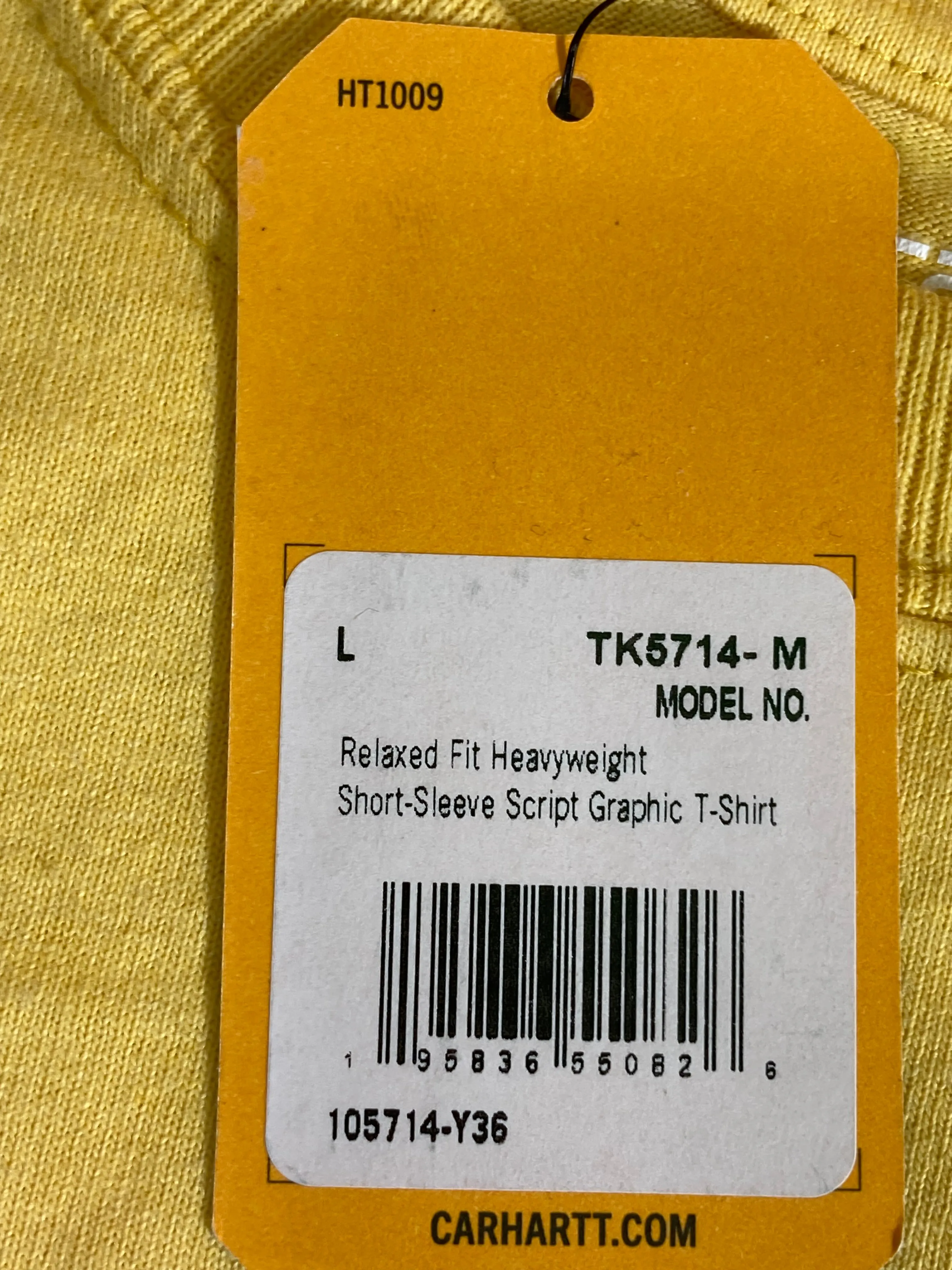 NEW! CARHARTT TK5714 Large L Lrg Relaxed Fit Adult Mens Short Sleeve Yellow T Shirt Tee Shirt