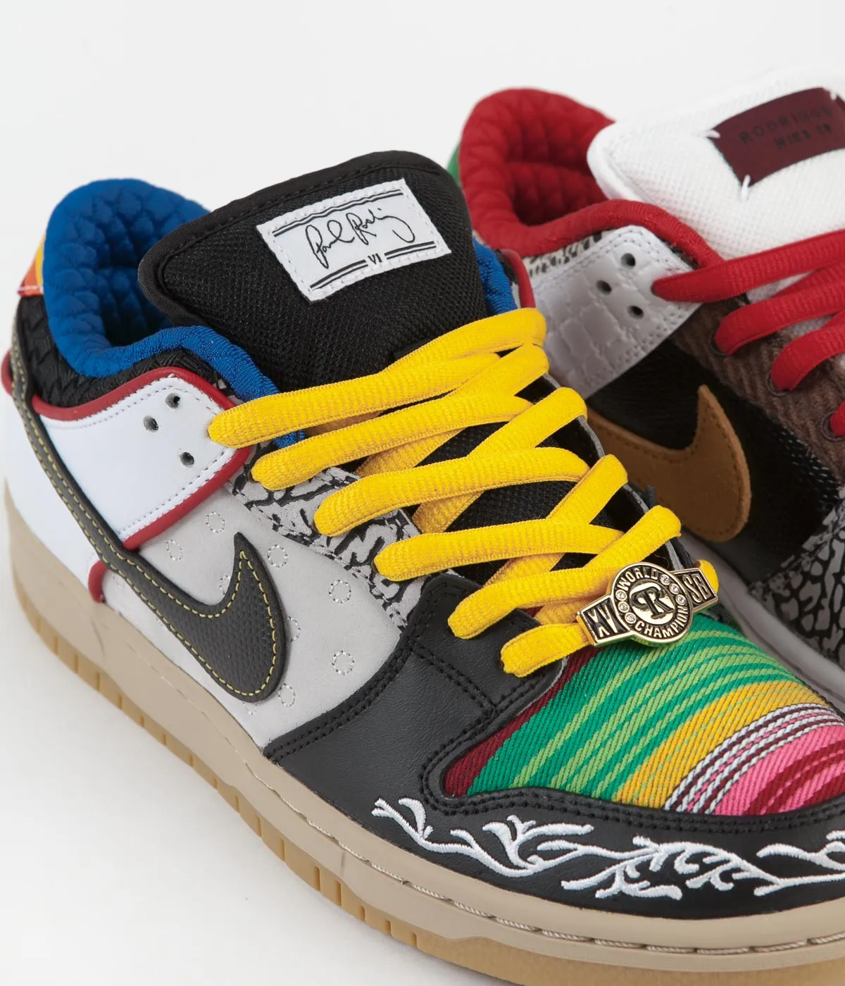 Nike SB Dunk Low Pro 'What The P-Rod' Shoes - Sport Red / Black - Varsity Maize - Volt