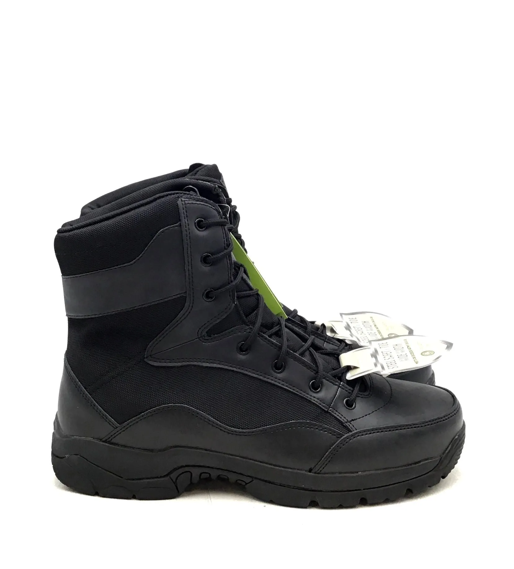 NWT Interceptor Men's F2413-18 Black Leather Tactical Work Boots - Size 12