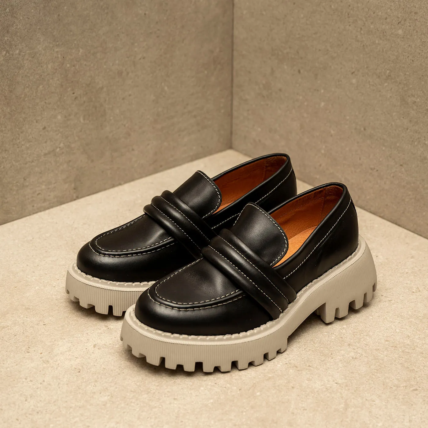 Posey loafer læder - BLACK CONTRAST