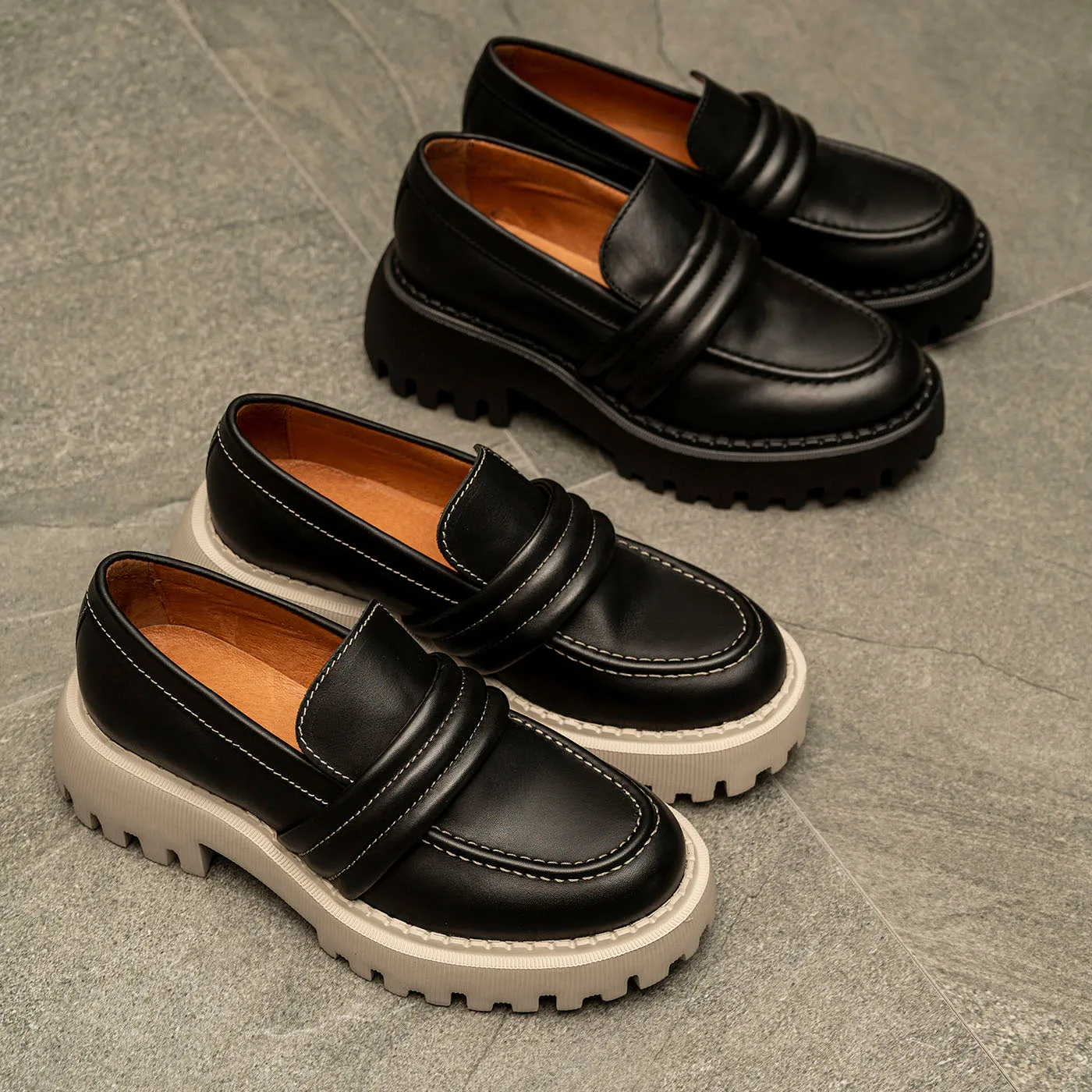 Posey loafer læder - BLACK CONTRAST