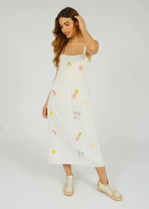 PP Robin Dress in Icons Emb White