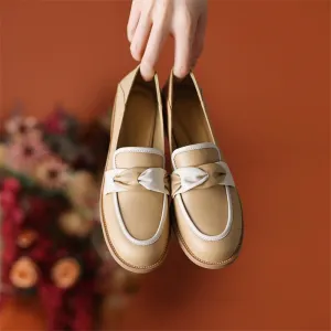 Purpdrank - New 2023 Spring/summer Slip-On Shoes Mixed Color Woman Shoes Round Toe Chunky Heel Shoes Women Loafers Pumps for Women Handmade