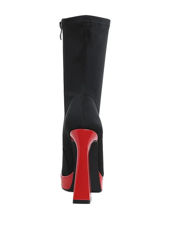 Rabha Contrasting Platform Detail Sock Boots