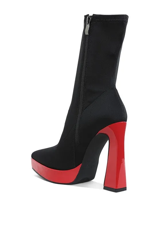 Rabha Contrasting Platform Detail Sock Boots