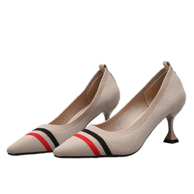 Red Black Pointed Toe Fetish Luxury Designer Woman Extreme Mules Super High Heels Women Sexy Shoes Ladies Pumps Flying weaving