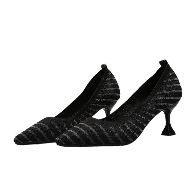 Red Black Pointed Toe Fetish Luxury Designer Woman Extreme Mules Super High Heels Women Sexy Shoes Ladies Pumps Flying weaving