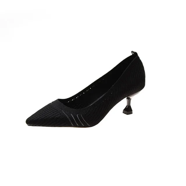 Red Black Pointed Toe Fetish Luxury Designer Woman Extreme Mules Super High Heels Women Sexy Shoes Ladies Pumps Flying weaving