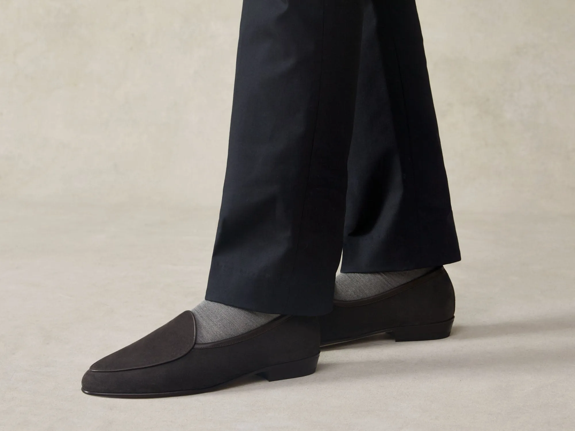 Sagan Classic Loafers in Bark Grey Asteria Suede with Leather Sole