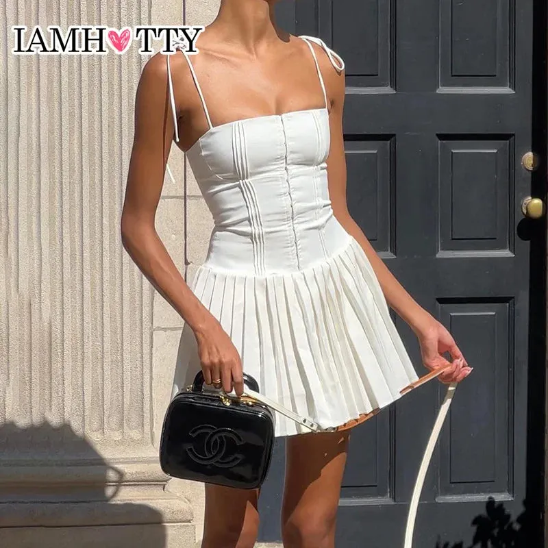 Sleeveless White Party Dress – Elegant & Chic