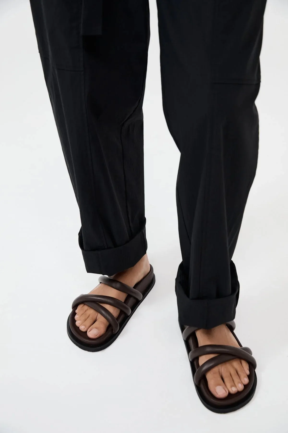Soft Cross Strap Slide - Chocolate