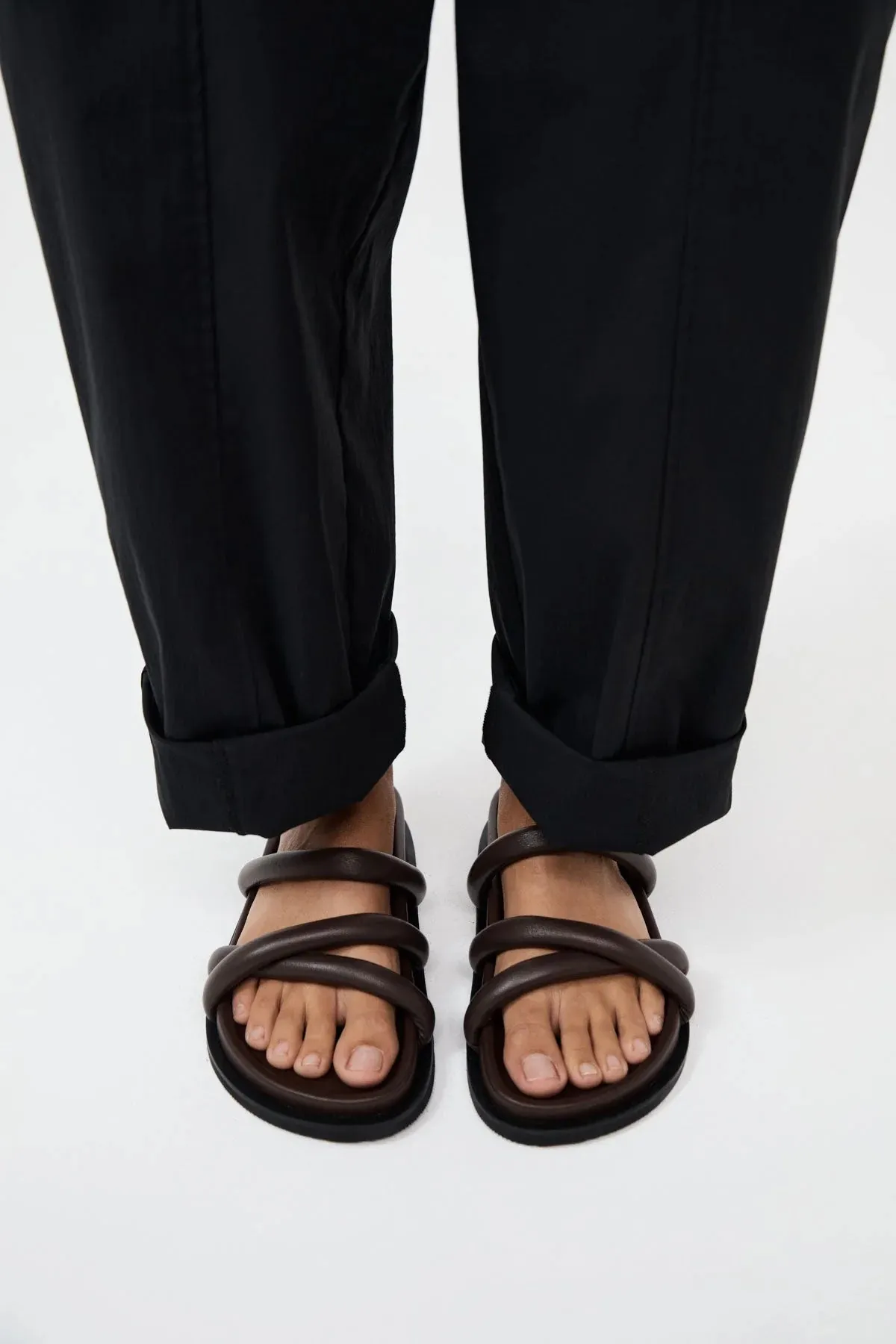Soft Cross Strap Slide - Chocolate