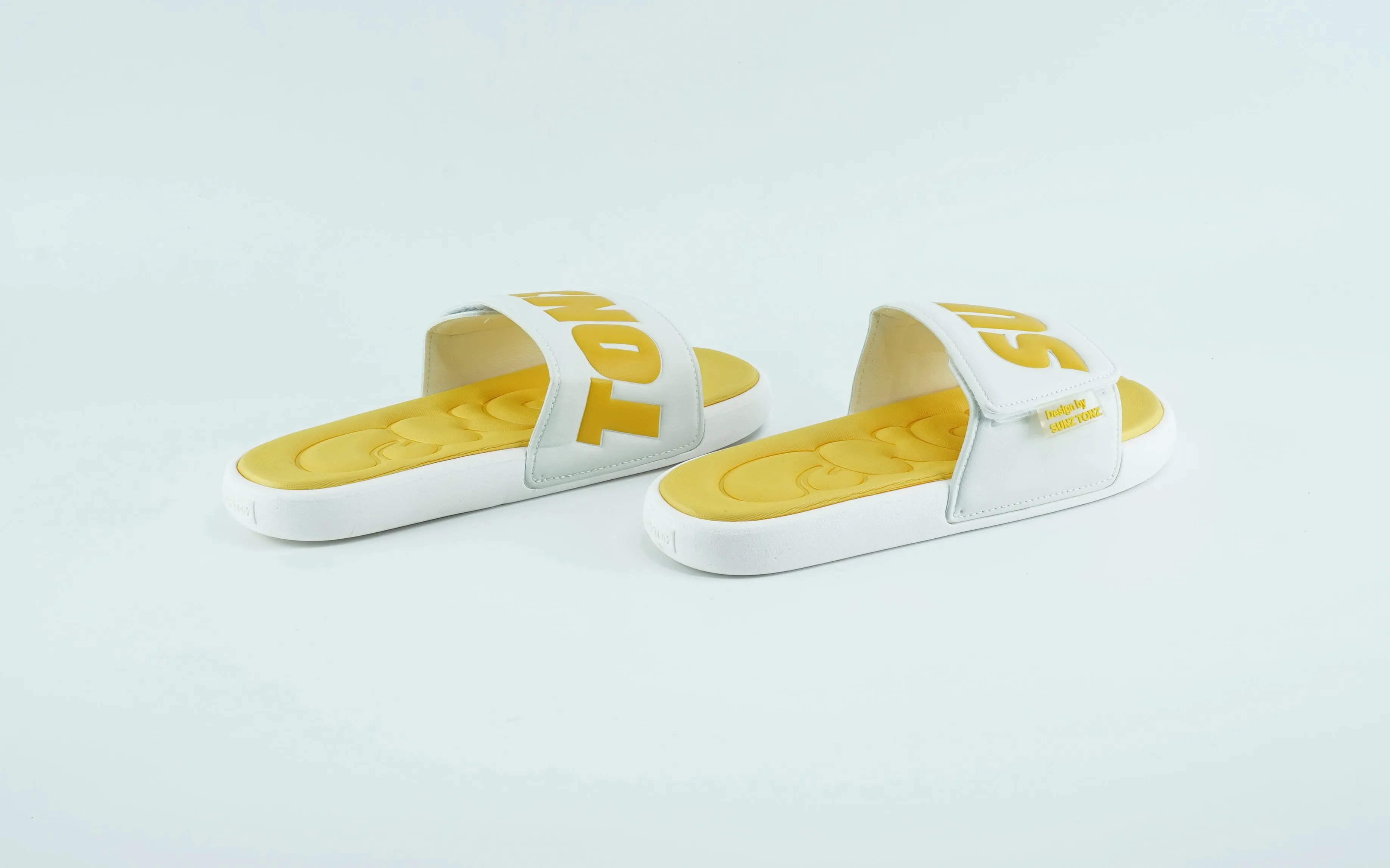 Suns and Tonz slides for men in yellow and white