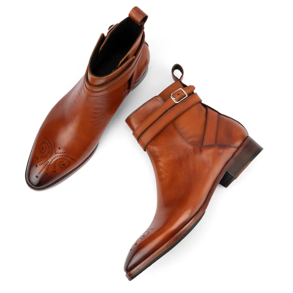 Tan Glossed Modern Jodhpur Boots