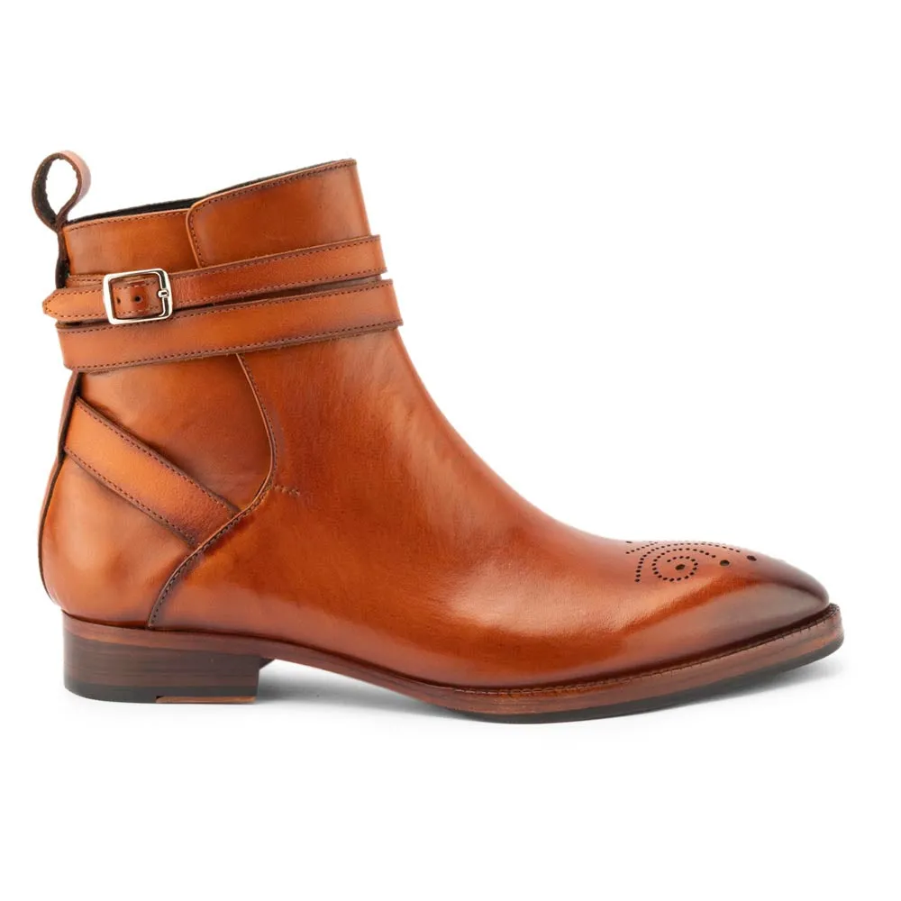 Tan Glossed Modern Jodhpur Boots