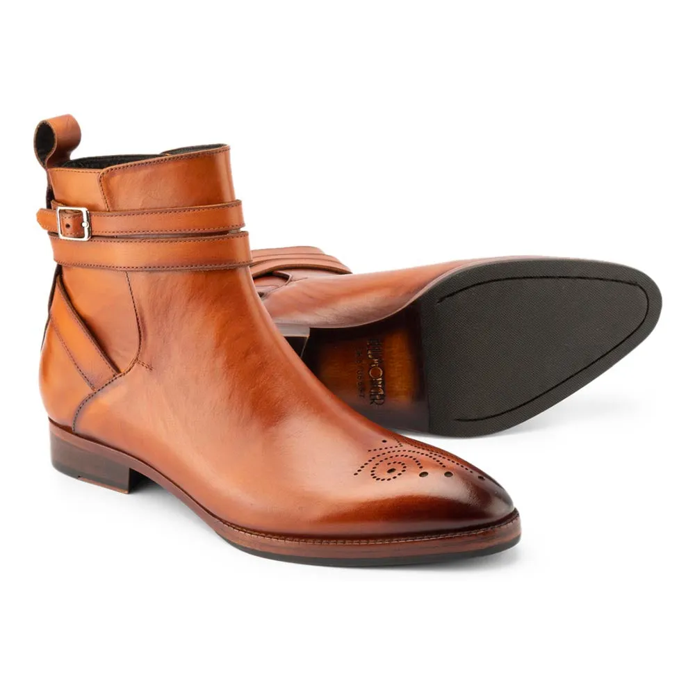 Tan Glossed Modern Jodhpur Boots
