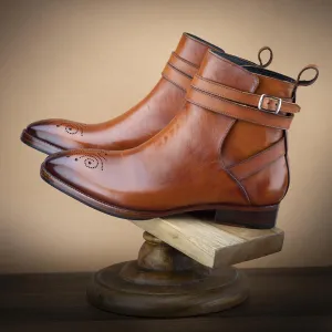 Tan Glossed Modern Jodhpur Boots